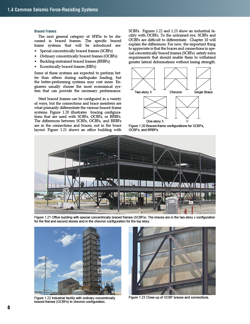 This page of the book introduces steel braced frames.